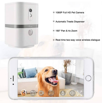 SKYMEE Petalk AI II Pet Camera Automatic Pet Treat Dispenser, WiFi Full HD 1080P Camera, Night Vision, Two-Way Audio, Motion Detection - Imported from UK